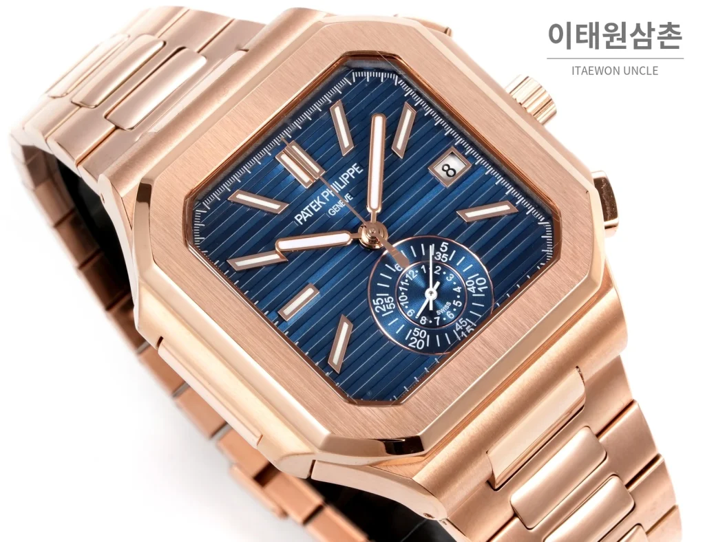 파텍필립 노틸러스 크로노그래프 오토매틱 44mm 블루 로즈골드 브레이슬릿 (2)