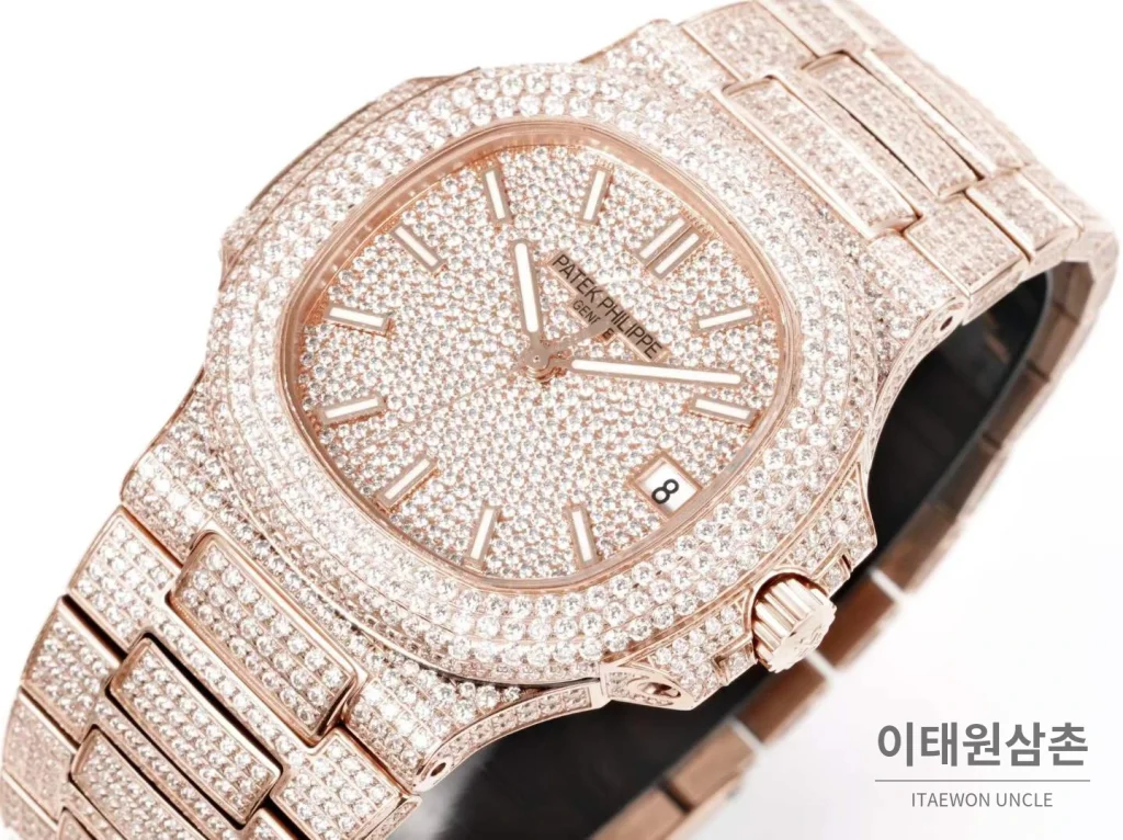파텍필립 노틸러스 다이아몬드 세팅 다이아인덱스 오토매틱 5711 로즈골드 다이얼 로즈골드 브레이슬릿