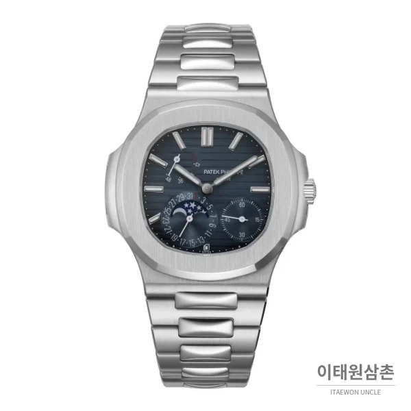 파텍필립 노틸러스 문페이즈 파워리저브 오토매틱 40mm 5712 네이비 다이얼