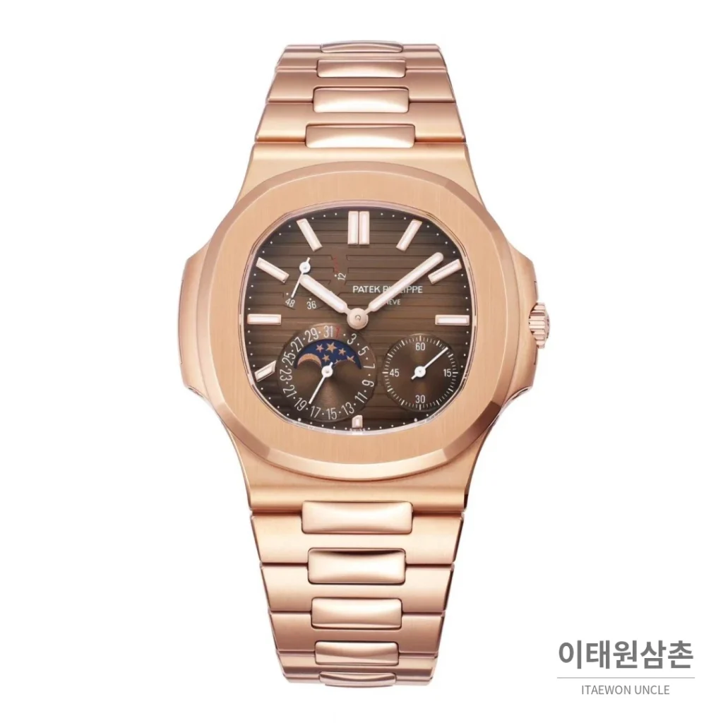 파텍필립 노틸러스 문페이즈 파워리저브 오토매틱 40mm 5712 브라운 다이얼