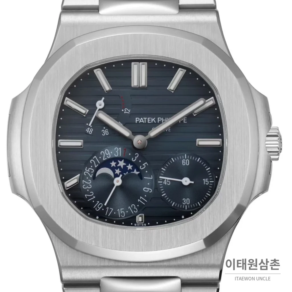 파텍필립 노틸러스 문페이즈 파워리저브 오토매틱 40mm 5712 네이비 다이얼
