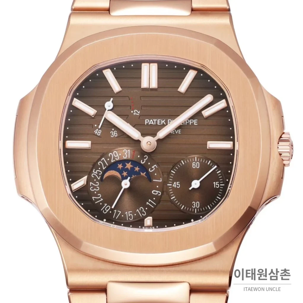 파텍필립 노틸러스 문페이즈 파워리저브 오토매틱 40mm 5712 브라운 다이얼