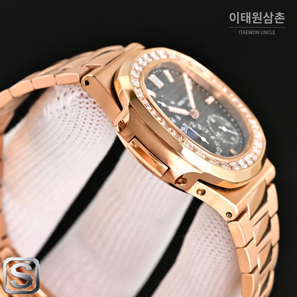 파텍필립 노틸러스 멀티펑션 로즈골드 베젤 청그레이 다이얼 수동 40mm