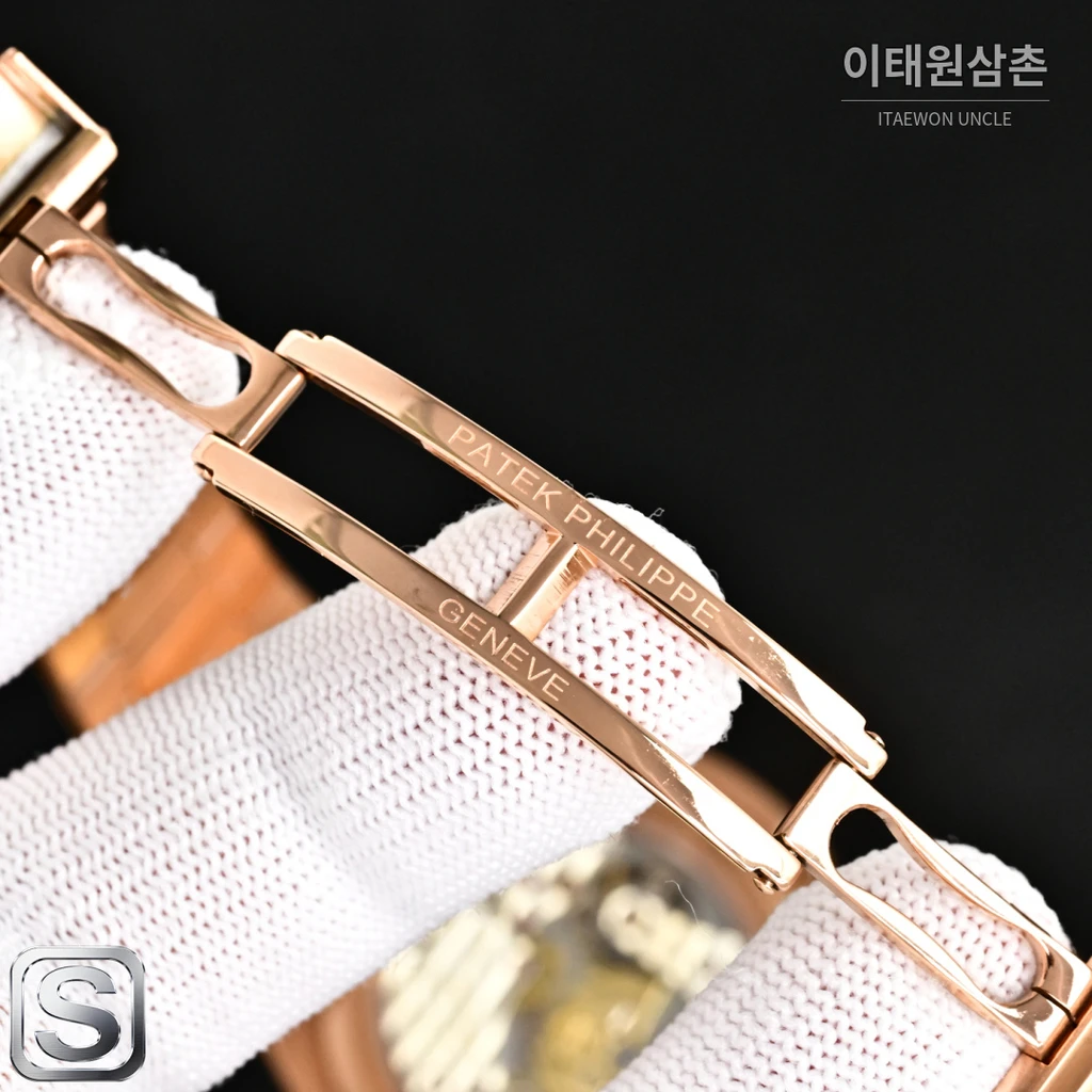 파텍필립 노틸러스 멀티펑션 로즈골드 베젤 청그레이 다이얼 수동 40mm