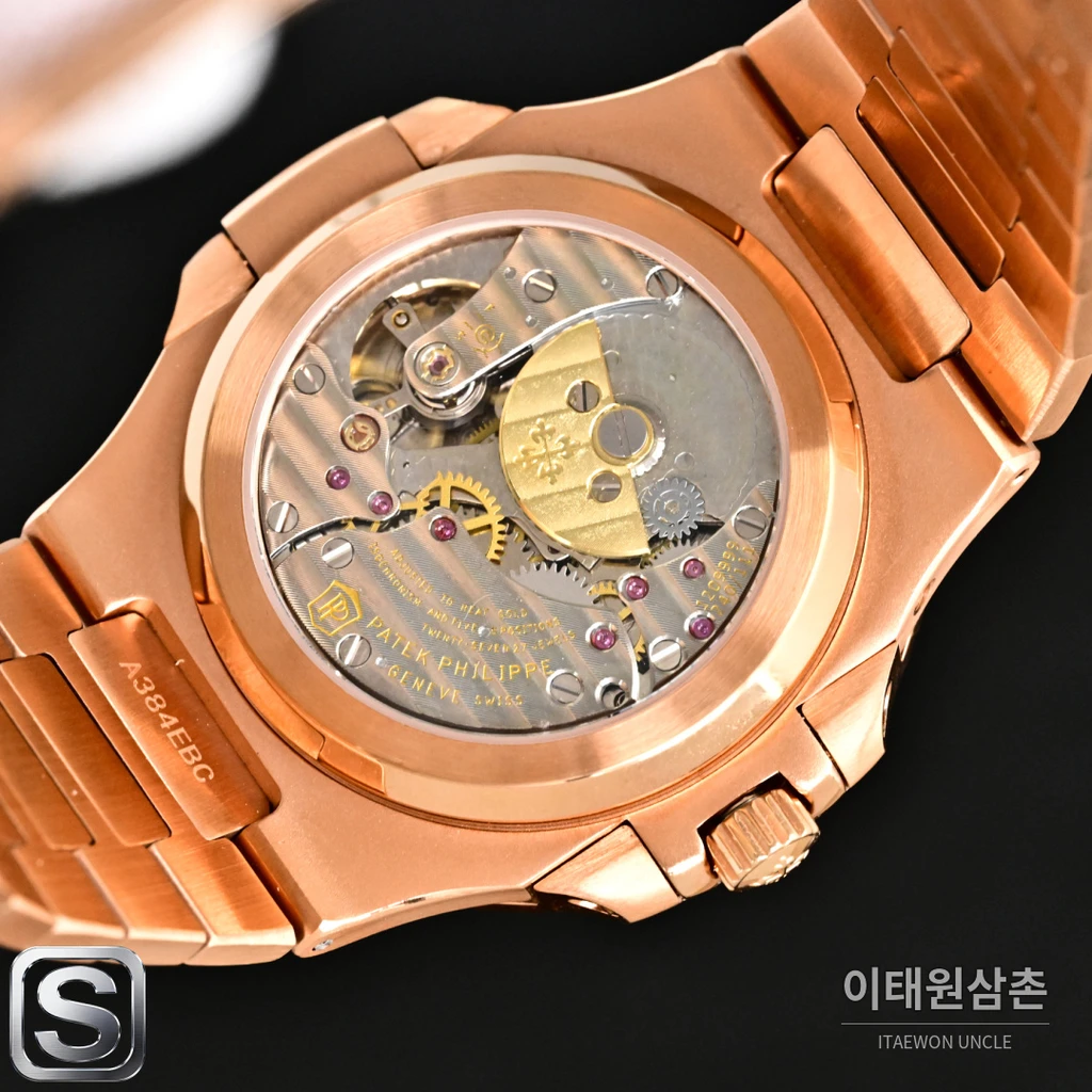 파텍필립 노틸러스 멀티펑션 로즈골드 베젤 브라운 다이얼 수동 40mm