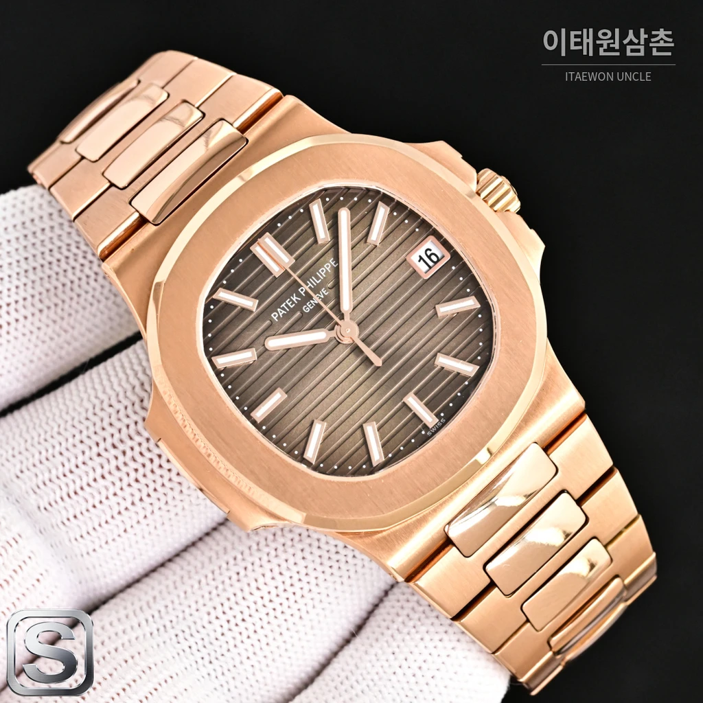 파텍필립 노틸러스 로즈골드 베젤 카키 다이얼 오토매틱 40mm