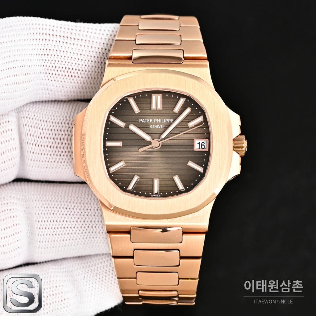 파텍필립 노틸러스 로즈골드 베젤 카키 다이얼 오토매틱 40mm