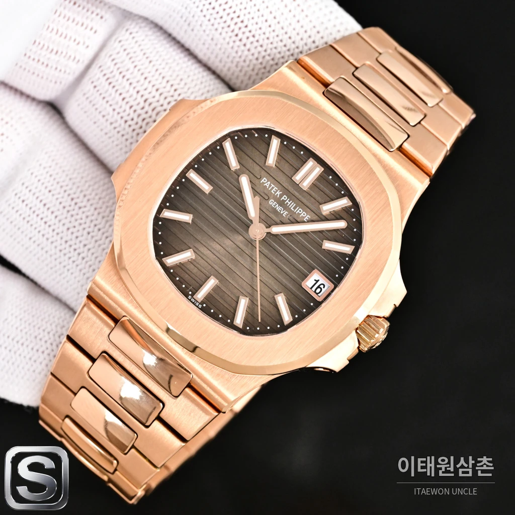파텍필립 노틸러스 로즈골드 베젤 카키 다이얼 오토매틱 40mm