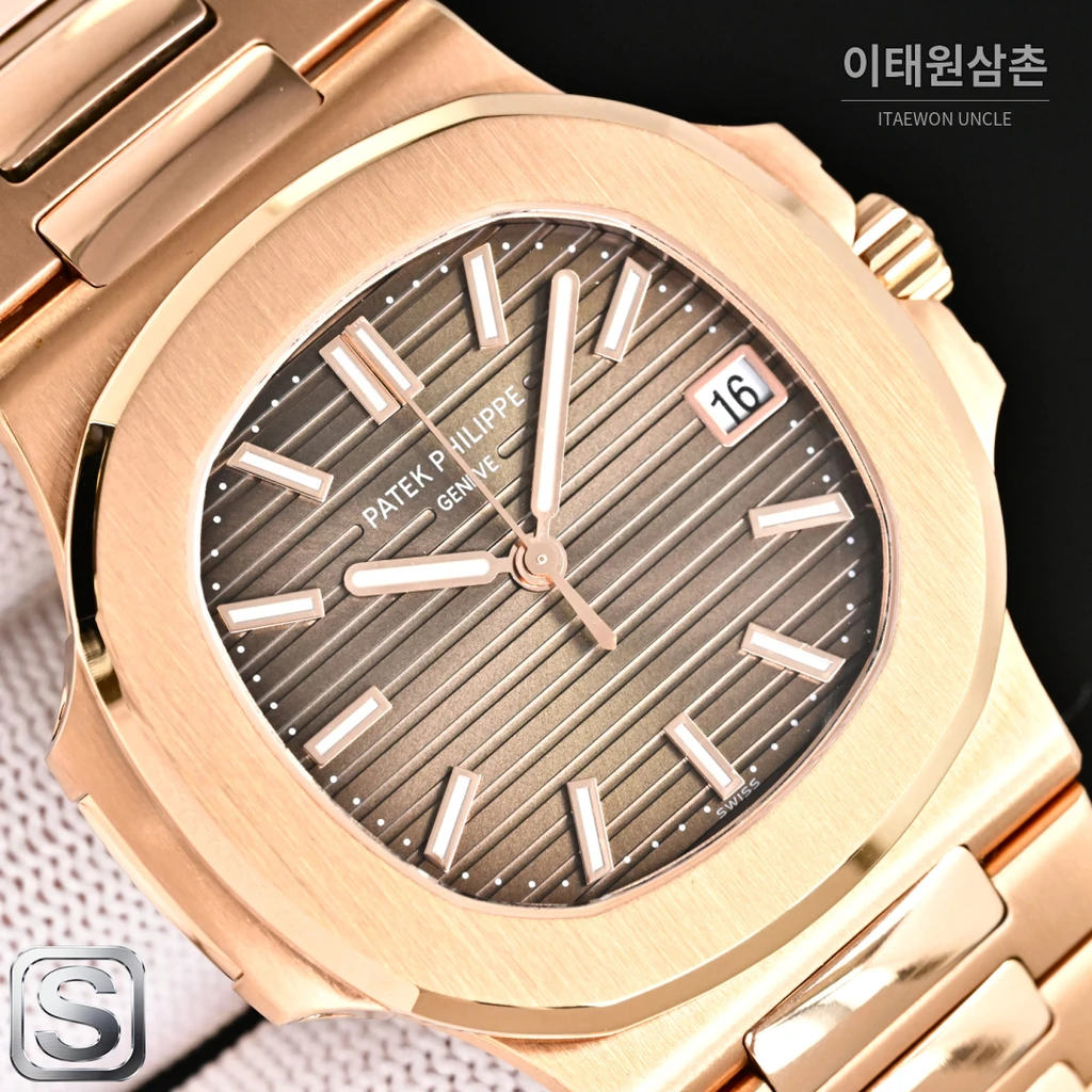 파텍필립 노틸러스 로즈골드 베젤 카키 다이얼 오토매틱 40mm