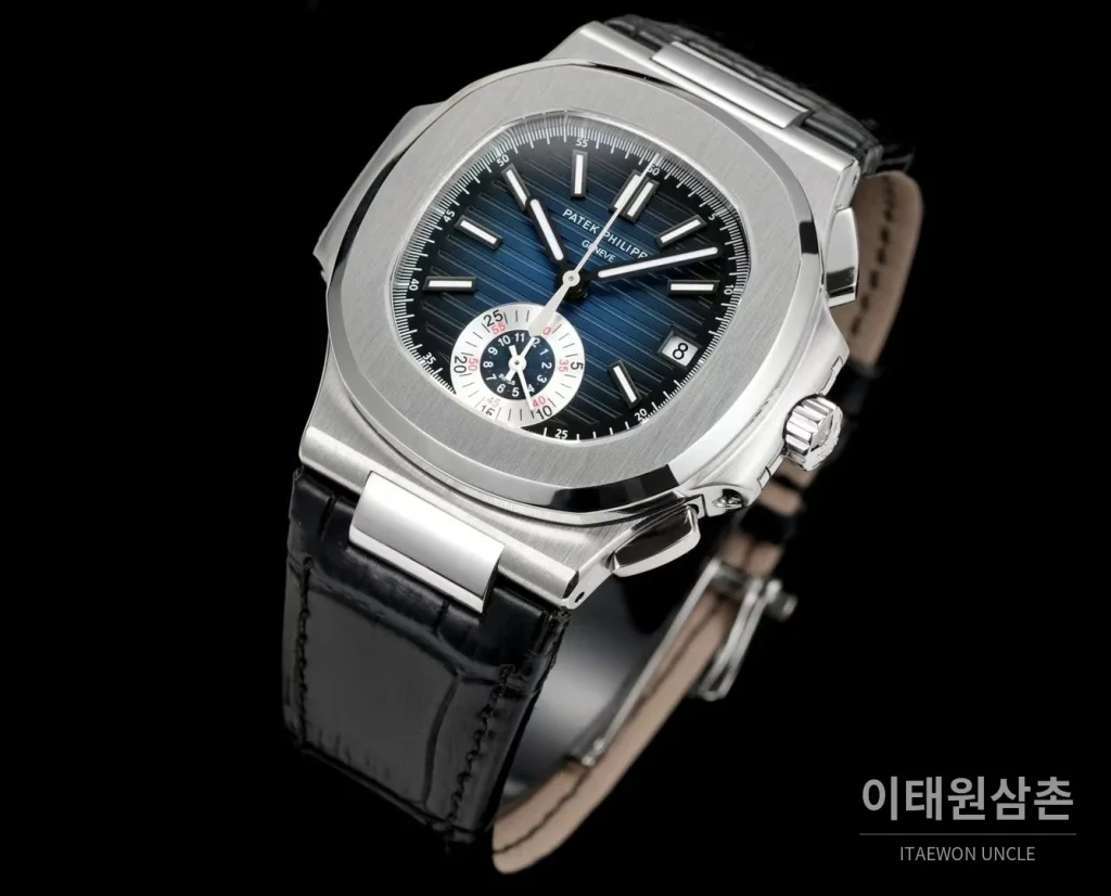 파텍필립 노틸러스 스틸 블루다이얼 크로노그래프 오토매틱 40.5mm 5980 (3)