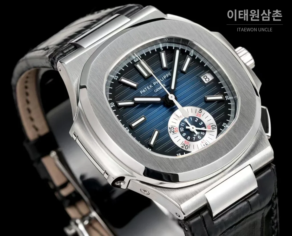 파텍필립 노틸러스 스틸 블루다이얼 크로노그래프 오토매틱 40.5mm 5980 (3)