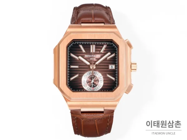 파텍필립 노틸러스 스틸 크로노그래프 오토매틱 44mm 5980/1A-014 브라운 다이얼 브라운 가죽 스트랩 파텍필립 노틸러스 스틸 크로노그래프 오토매틱 44mm 5980/1A-014 브라운 다이얼 브라운 가죽 스트랩