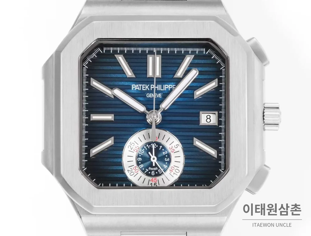 파텍필립 노틸러스 스틸 크로노그래프 오토매틱 44mm 5980/1A-014 블루 다이얼 블루 나일론 스트랩 (2)