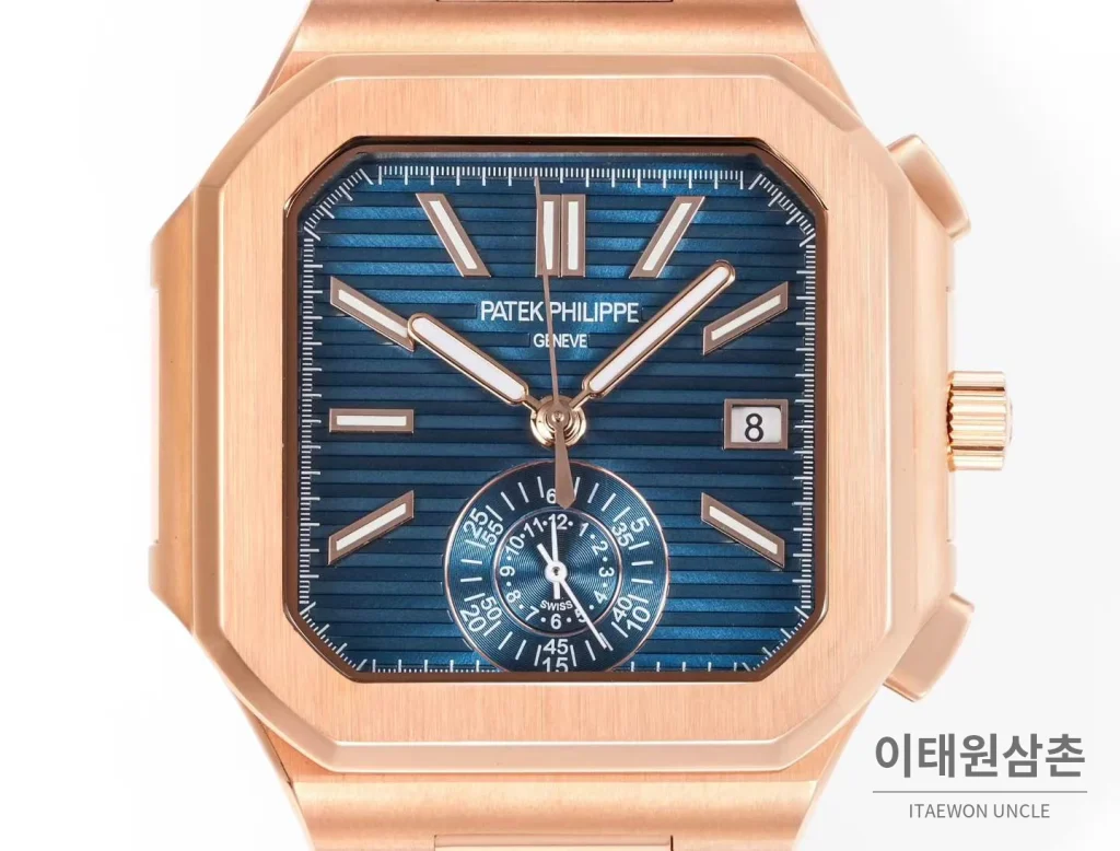 파텍필립 노틸러스 스틸 크로노그래프 오토매틱 44mm 5980/1A-014 블루 다이얼 블루 나일론 스트랩 (4)