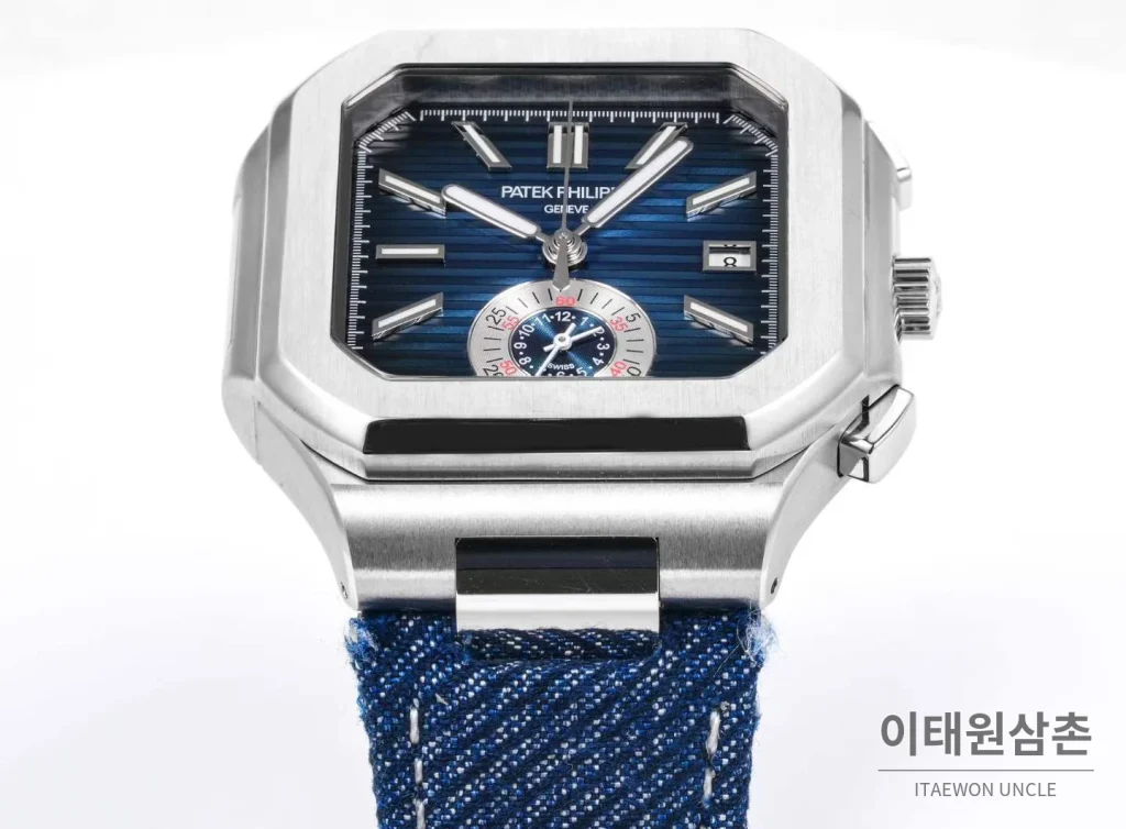 파텍필립 노틸러스 스틸 크로노그래프 오토매틱 44mm 5980/1A-014 블루 다이얼 블루 나일론 스트랩 (2)