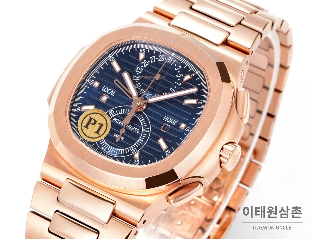 파텍필립 노틸러스 트래블타임 크로노그래프 스틸 브레이슬릿 오토매틱 40.5mm
