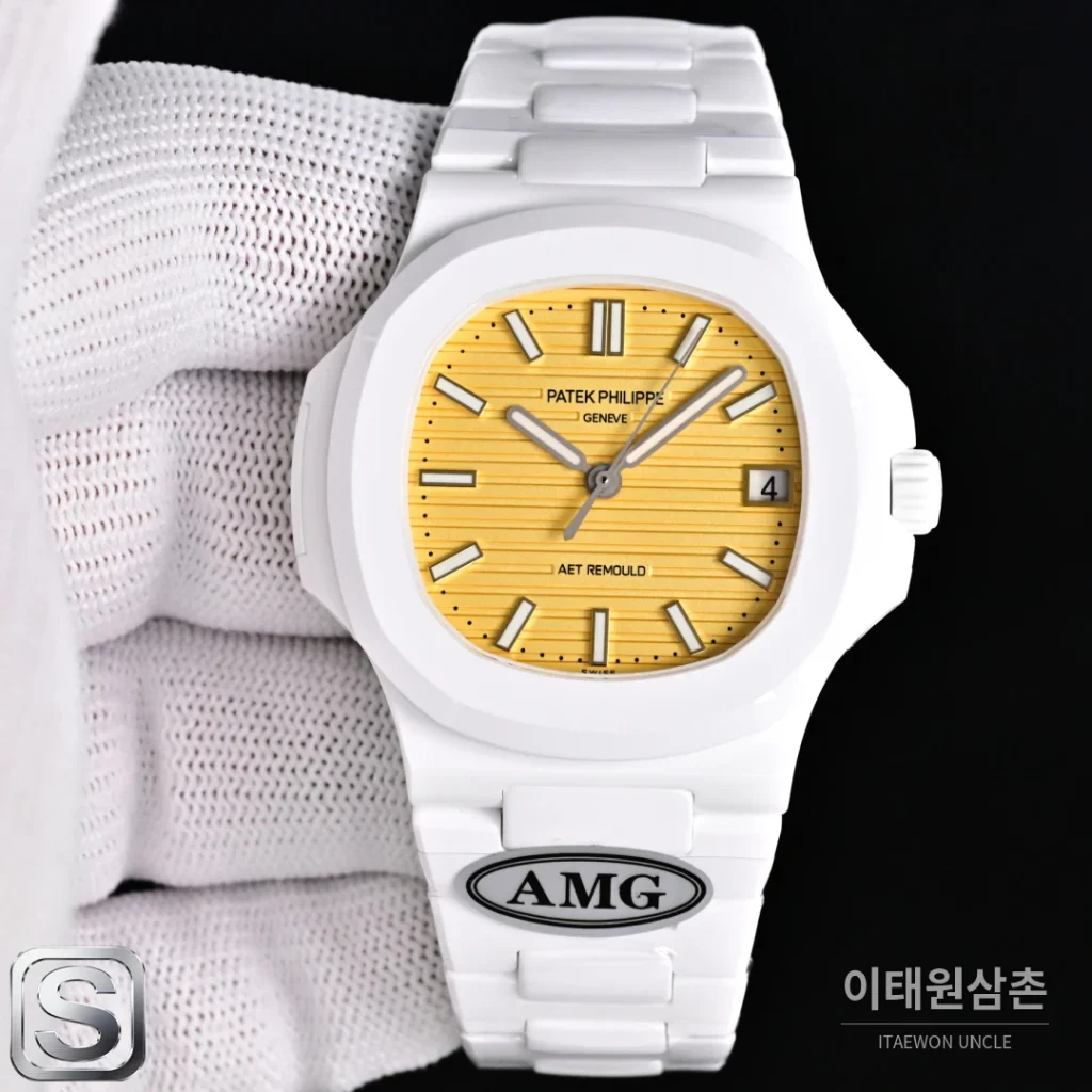 파텍필립 노틸러스 화이트 세라믹 아이스옐로우 다이얼 오토매틱 40mm