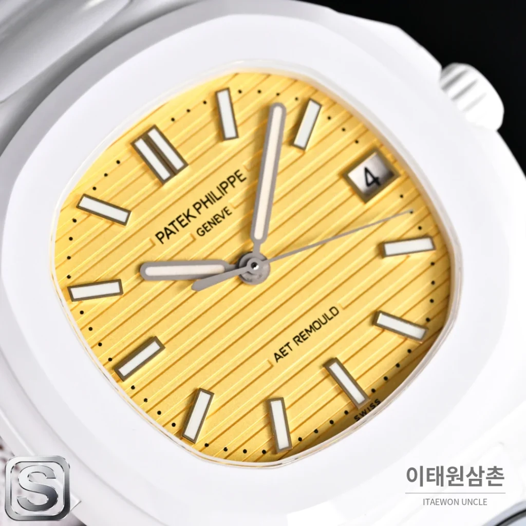 파텍필립 노틸러스 화이트 세라믹 아이스옐로우 다이얼 오토매틱 40mm