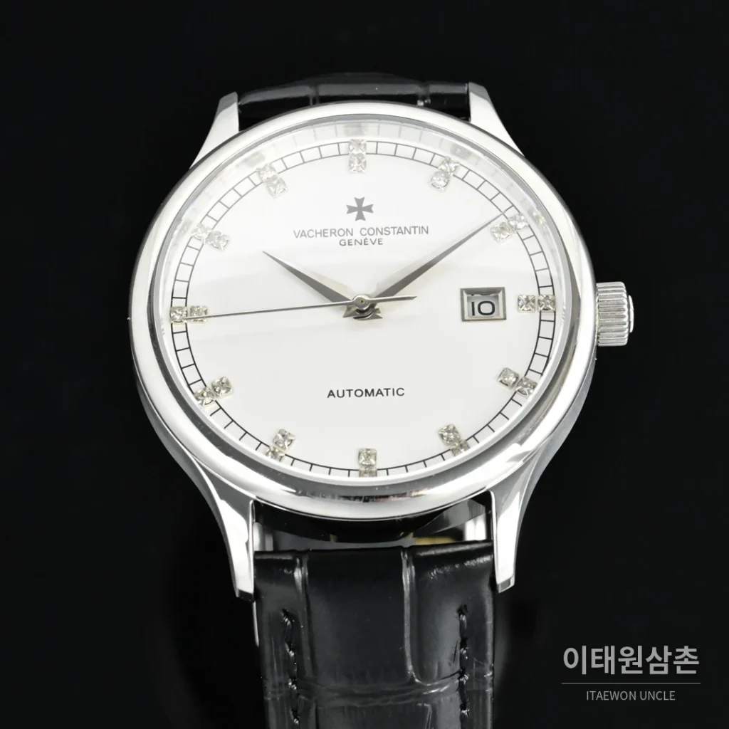 파텍필립 패트리모니 오토매틱 40mm 화이트 다이얼 블랙 가죽 스트랩