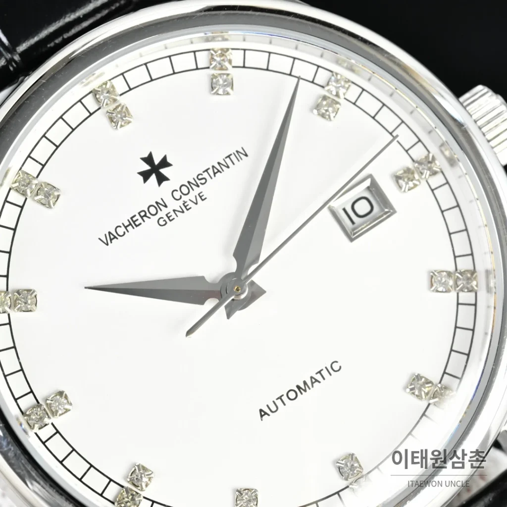 파텍필립 패트리모니 오토매틱 40mm 화이트 다이얼 블랙 가죽 스트랩