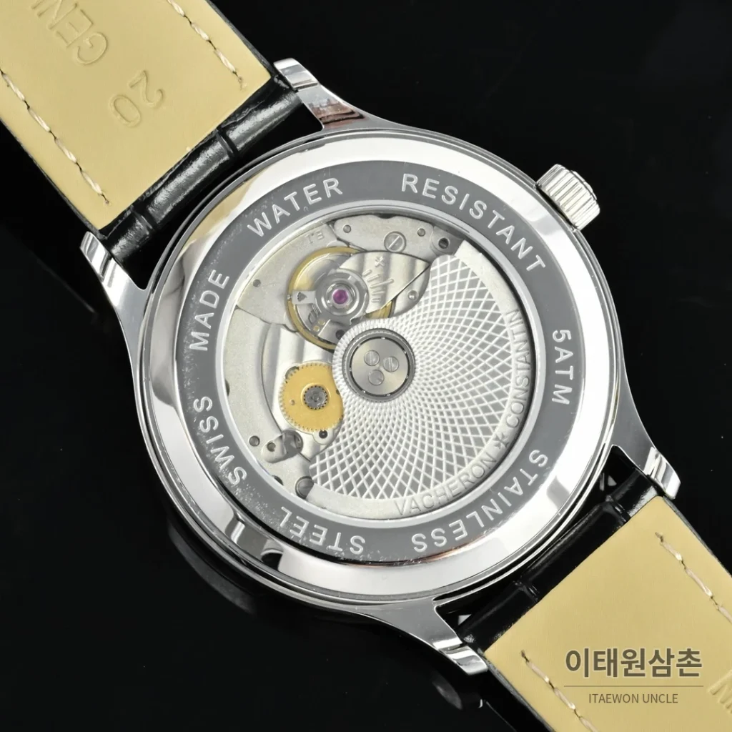 파텍필립 패트리모니 오토매틱 40mm 화이트 다이얼 블랙 가죽 스트랩