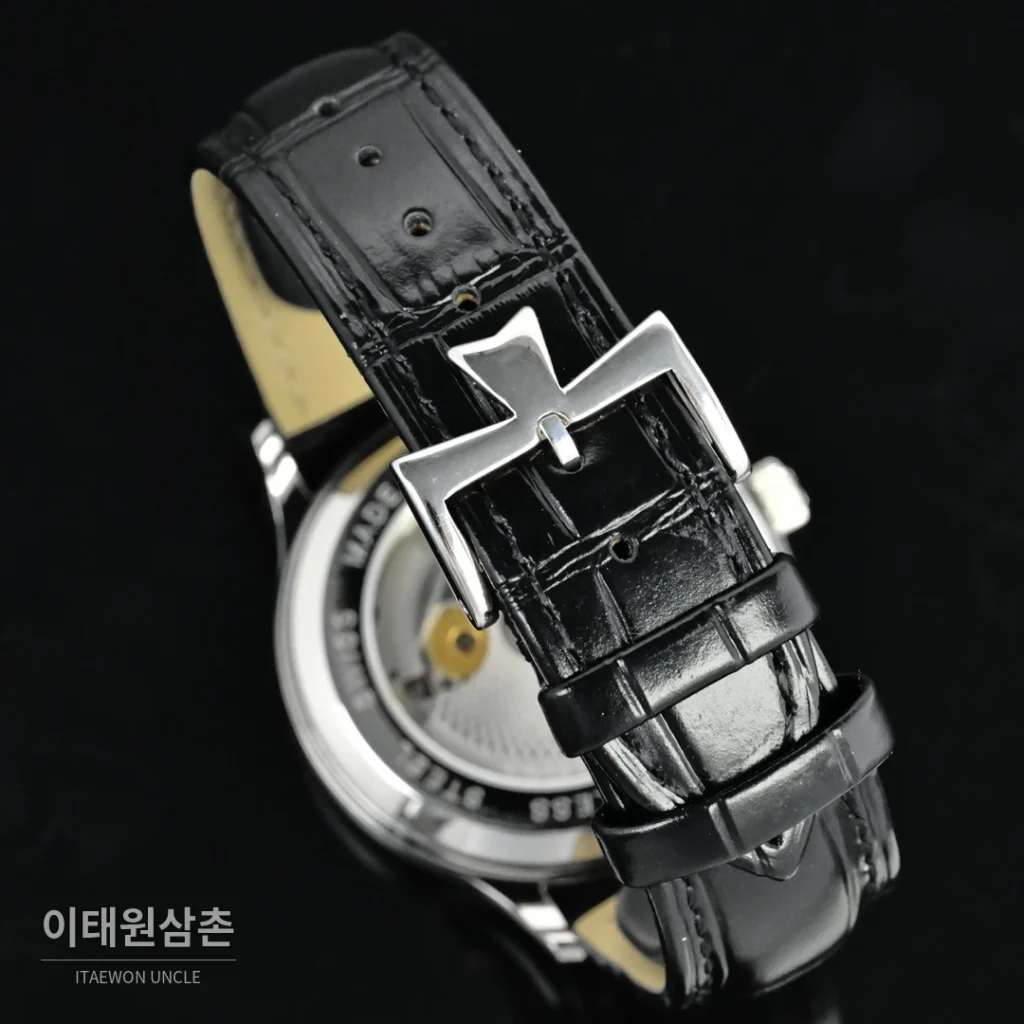 파텍필립 패트리모니 오토매틱 40mm 화이트 다이얼 블랙 가죽 스트랩