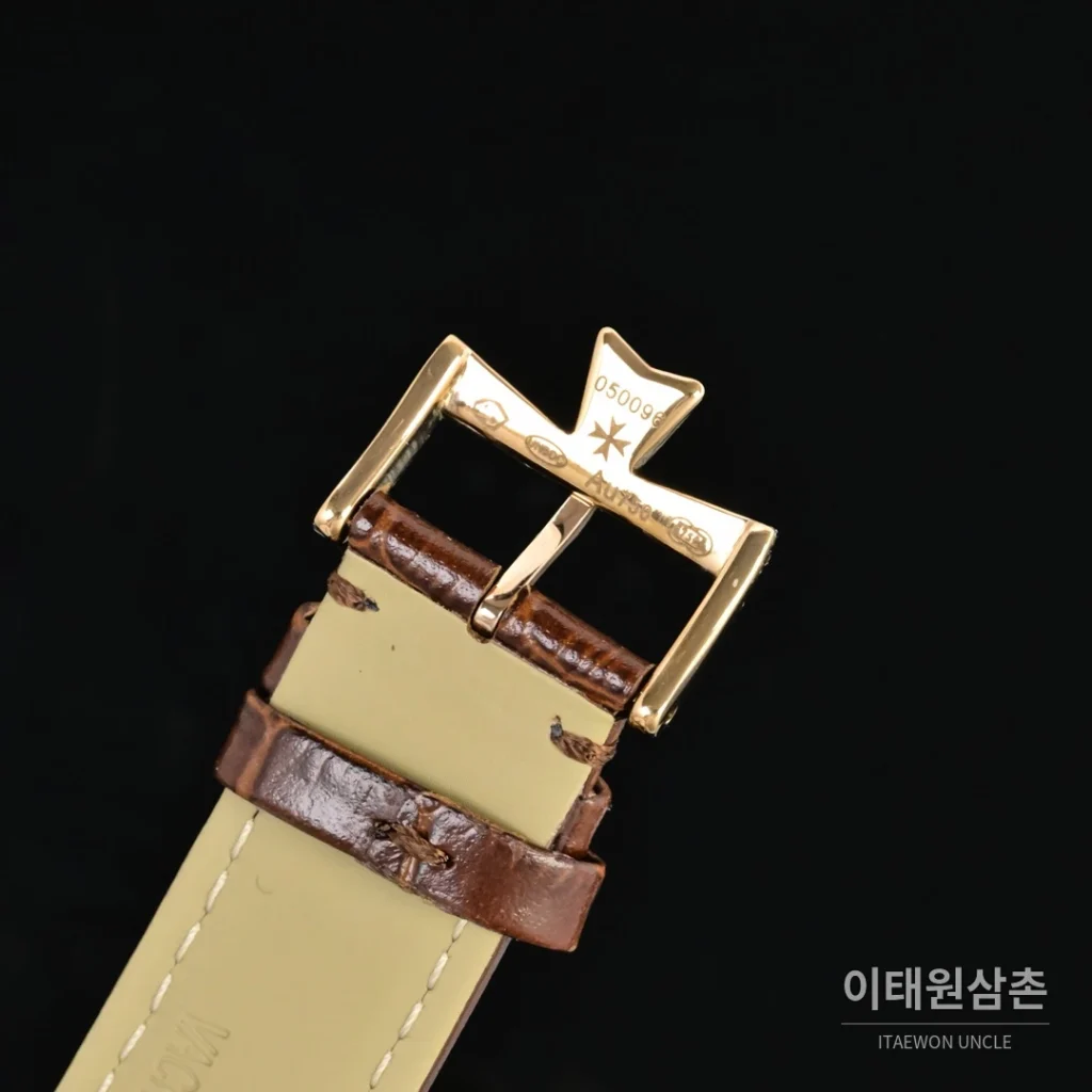 파텍필립 패트리모니 오토매틱 40mm 화이트 다이얼 브라운 가죽 스트랩 로즈골드 베젤
