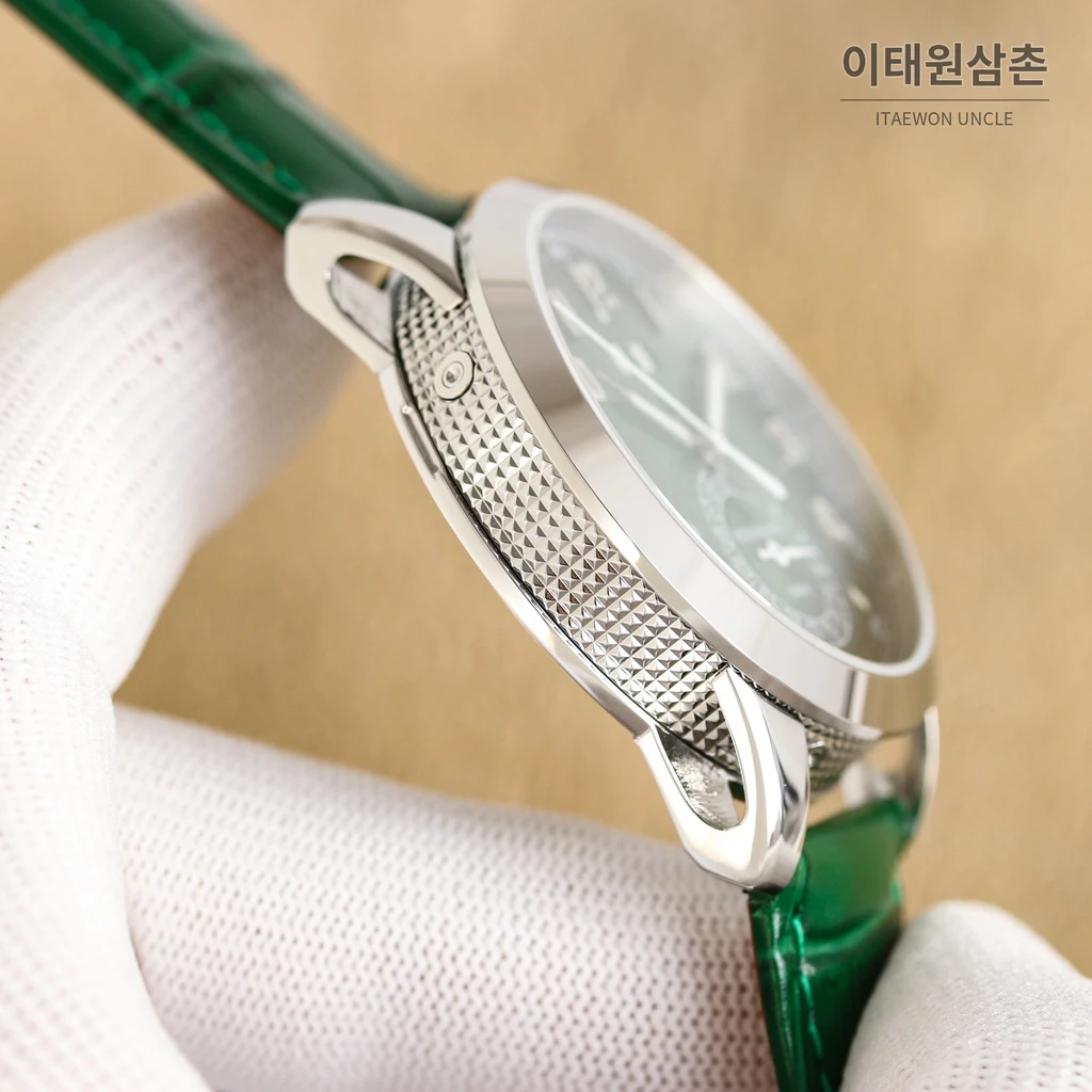 파텍필립 파일럿 트래블 타임 그린 다이얼 엠보싱 스트랩 오토매틱 시계 41mm
