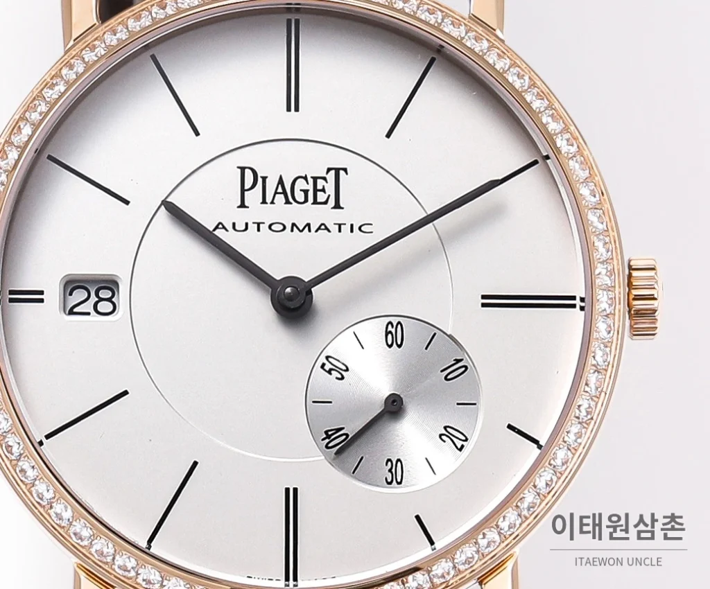 피아제 알티플라노 오리진 울트라씬 오토매틱 40mm 화이트 브라운 가죽 스트랩 (2)