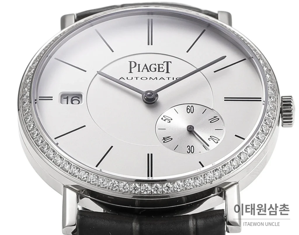 피아제 알티플라노 오리진 울트라씬 오토매틱 40mm 화이트 블랙 가죽 스트랩