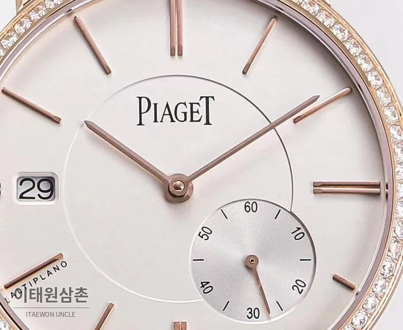 피아제 알티플라노 오리진 울트라씬 오토매틱 40mm 화이트 브라운 가죽 스트랩 (3)