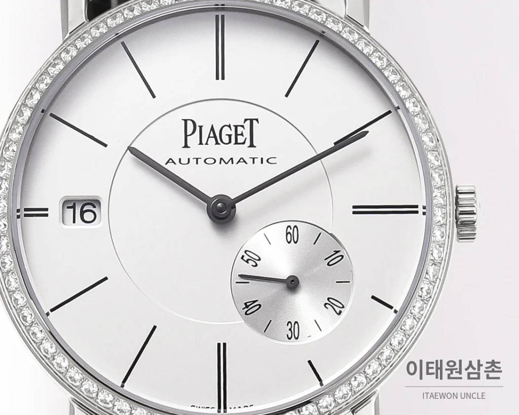 피아제 알티플라노 오리진 울트라씬 오토매틱 40mm 화이트 블랙 가죽 스트랩
