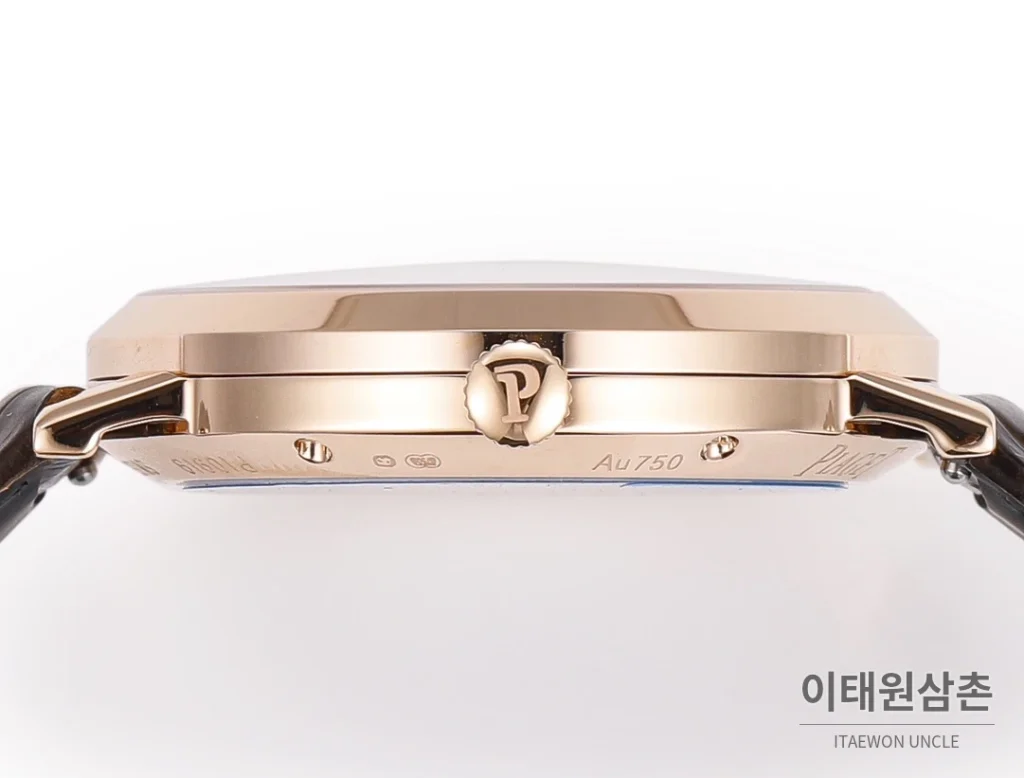 피아제 알티플라노 오리진 울트라씬 오토매틱 40mm 화이트 브라운 가죽 스트랩
