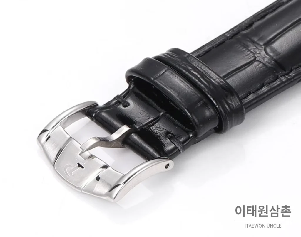 피아제 알티플라노 오리진 울트라씬 스몰세컨즈 데이트 오토매틱 40mm 실버 블랙 가죽 스트랩 실버 베젤