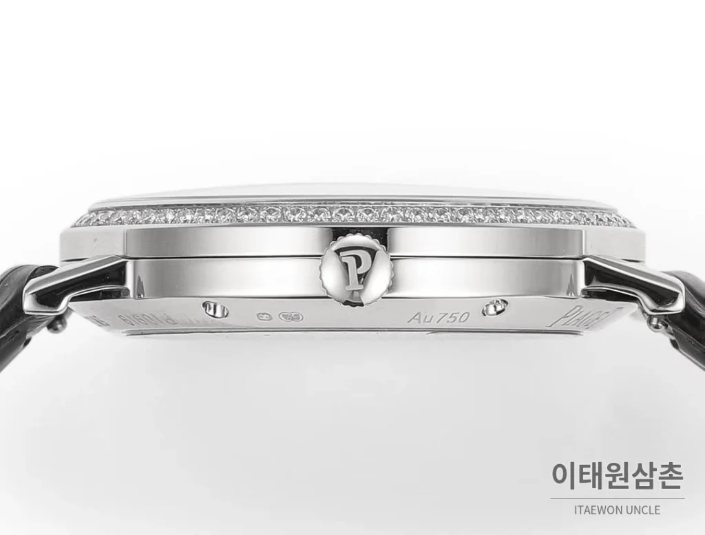 피아제 알티플라노 오리진 울트라씬 스몰세컨즈 데이트 오토매틱 40mm 실버 블랙 가죽 스트랩 실버 베젤