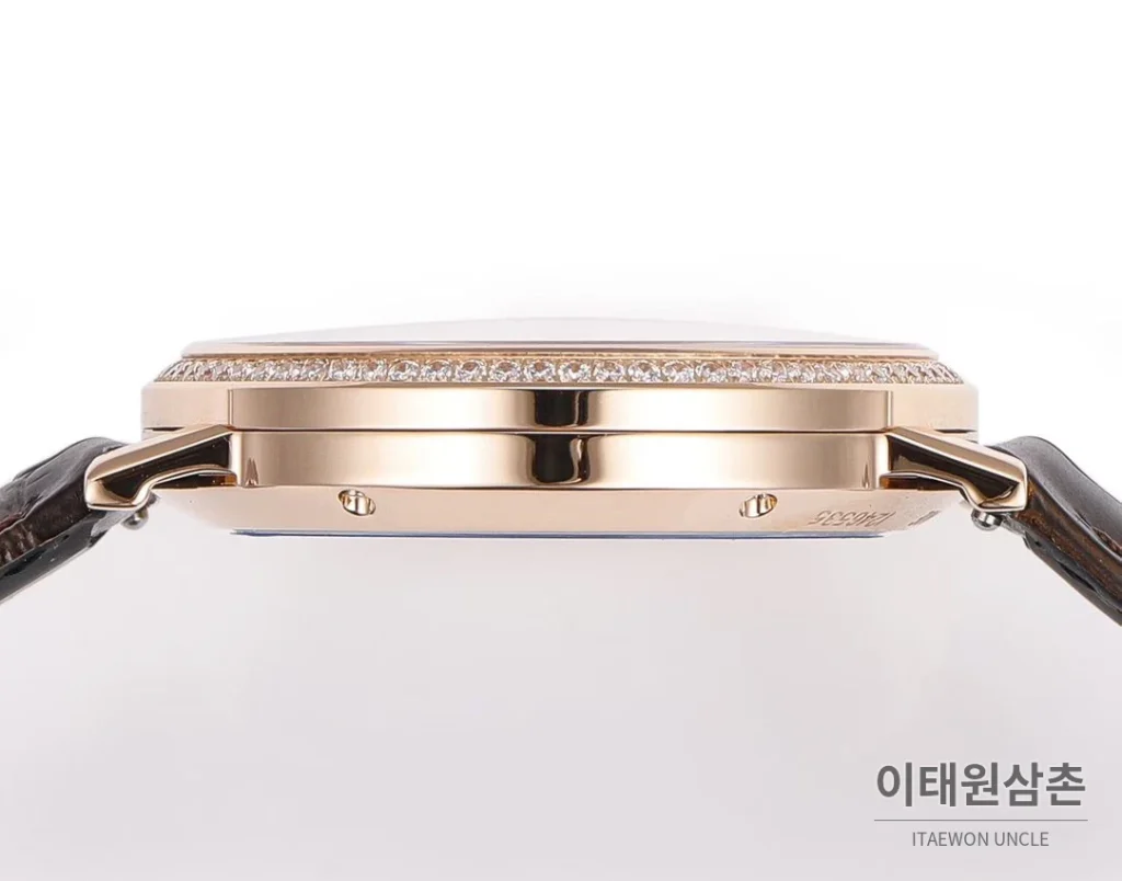 피아제 알티플라노 오리진 울트라씬 스몰세컨즈 데이트 오토매틱 40mm 실버 브라운 가죽 스트랩 로즈골드 베젤 (2)