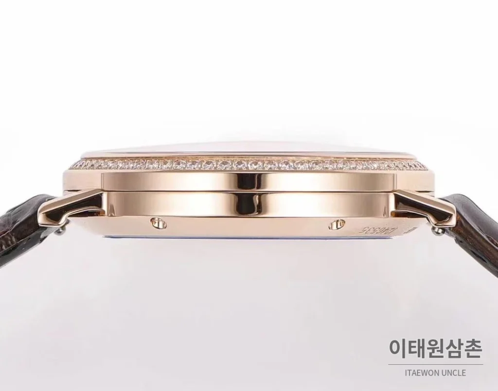 피아제 알티플라노 오리진 울트라씬 스몰세컨즈 데이트 오토매틱 40mm 실버 브라운 가죽 스트랩 로즈골드 베젤