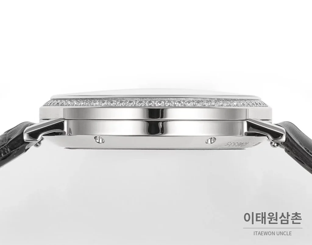 피아제 알티플라노 오리진 울트라씬 스몰세컨즈 데이트 오토매틱 40mm 실버 블랙 가죽 스트랩 실버 베젤