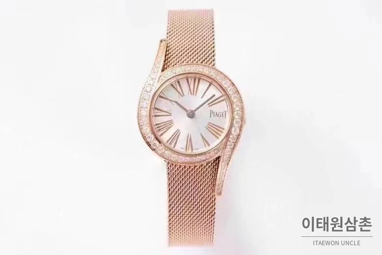 피아제 라임라이트 갈라 스틸 다이아세팅 화이트다이얼 쿼츠 32mm 로즈골드 브레이슬릿