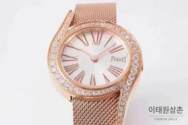 피아제 라임라이트 갈라 스틸 다이아세팅 화이트다이얼 쿼츠 32mm 로즈골드 브레이슬릿