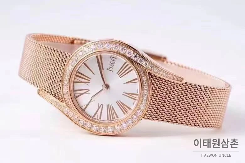 피아제 라임라이트 갈라 스틸 다이아세팅 화이트다이얼 쿼츠 32mm 로즈골드 브레이슬릿