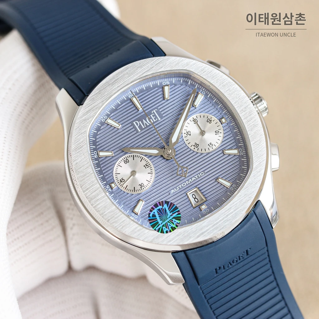 피아제 폴로 S 크로노그래프 스틸 케이스 러버 스트랩 오토매틱 시계 42mm