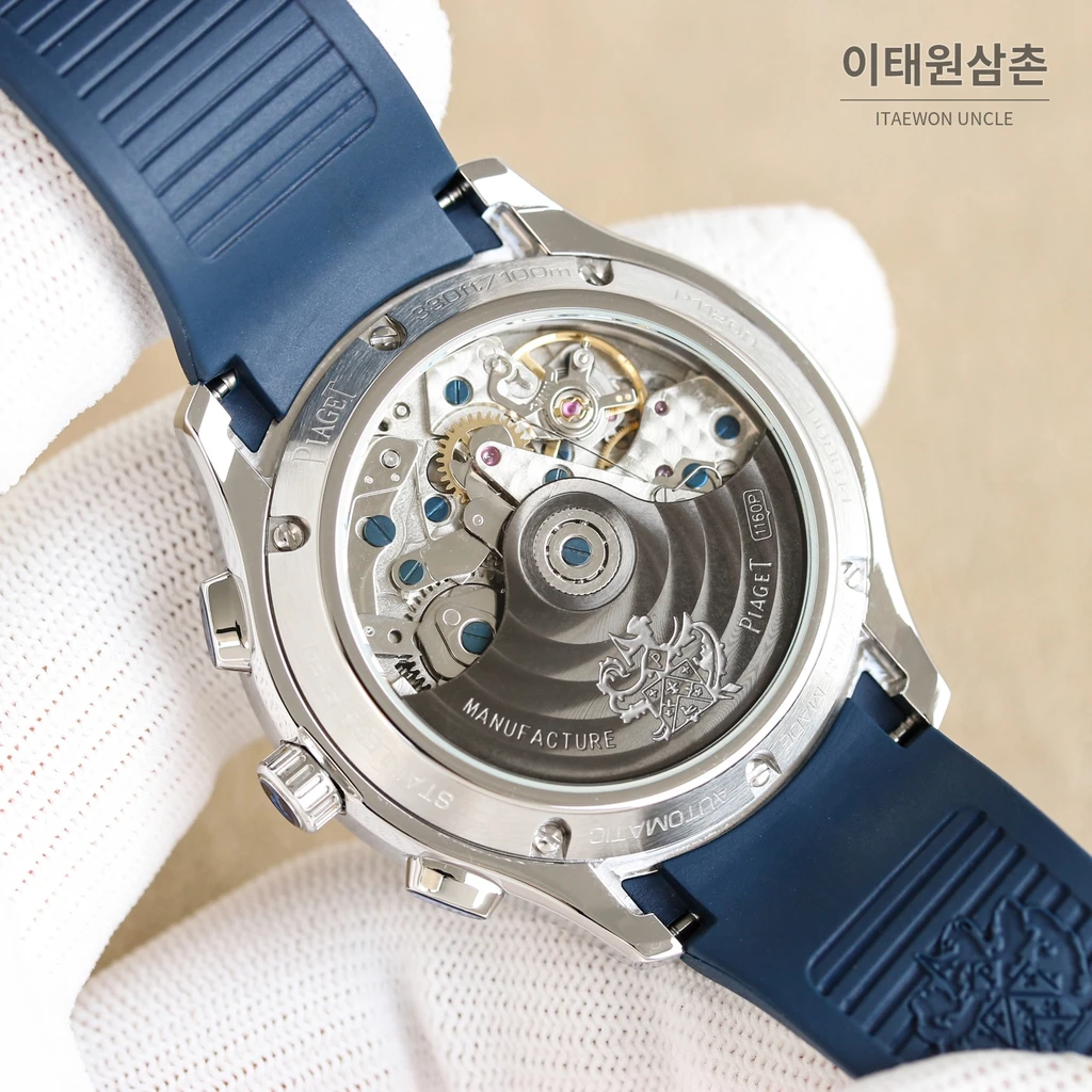 피아제 폴로 S 크로노그래프 스틸 케이스 러버 스트랩 오토매틱 시계 42mm