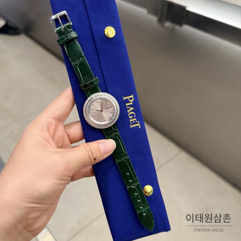 피아제 포제션 회전베젤 악어가죽 쿼츠 여성시계