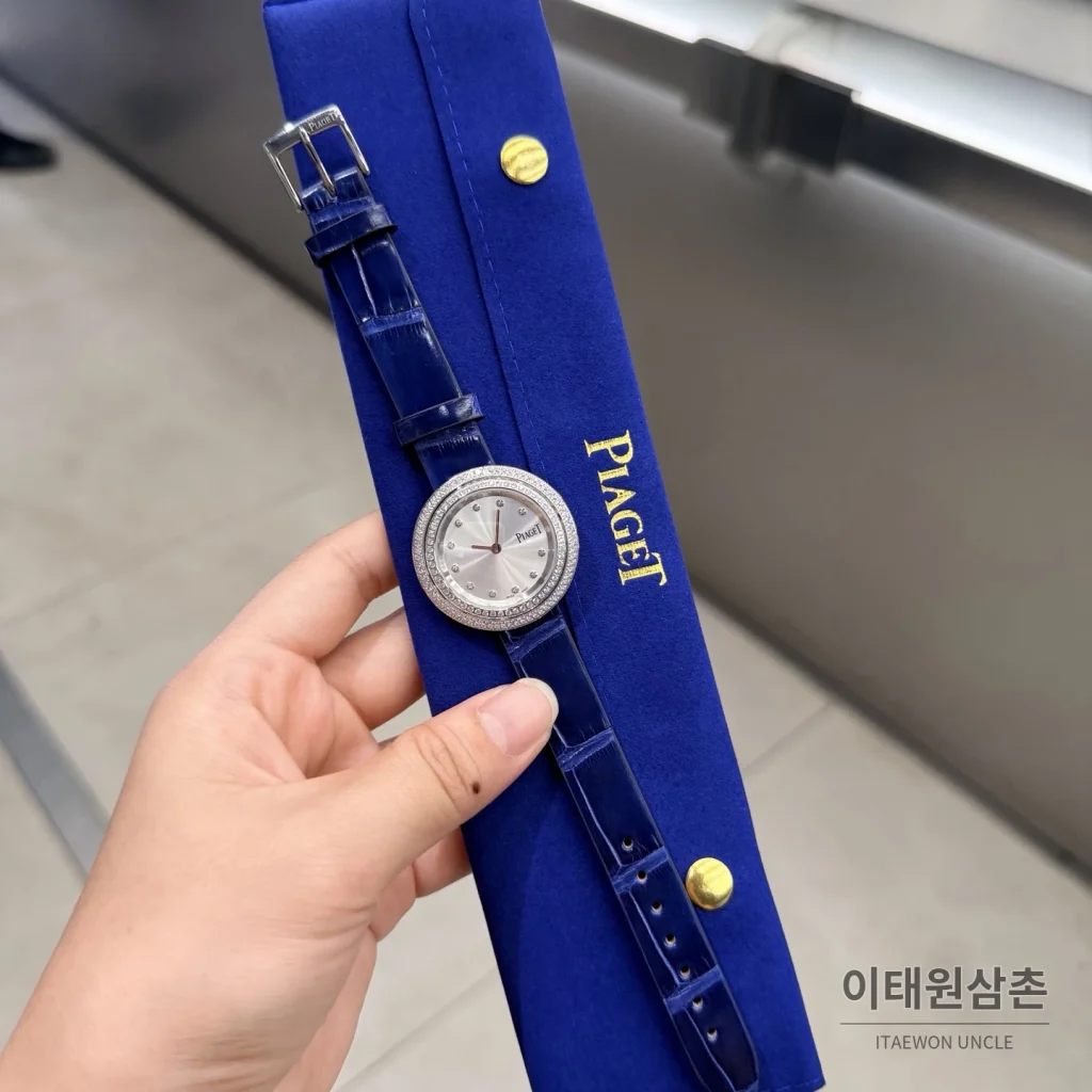 피아제 포제션 회전베젤 악어가죽 쿼츠 여성시계