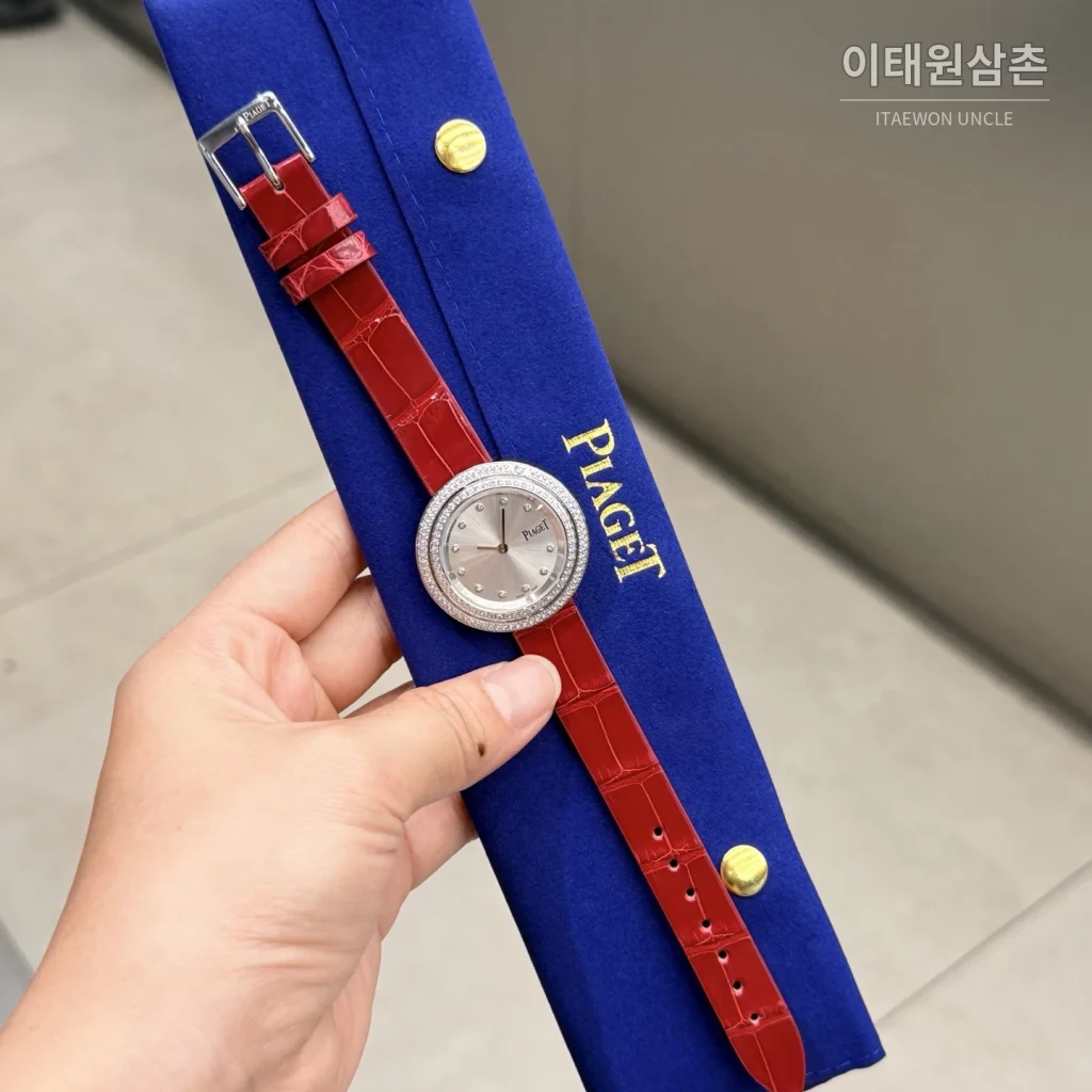 피아제 포제션 회전베젤 악어가죽 쿼츠 여성시계