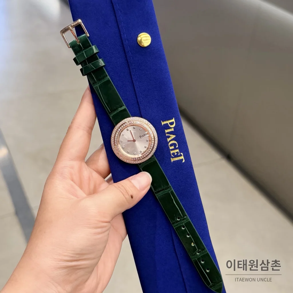 피아제 포제션 회전베젤 악어가죽 쿼츠 여성시계