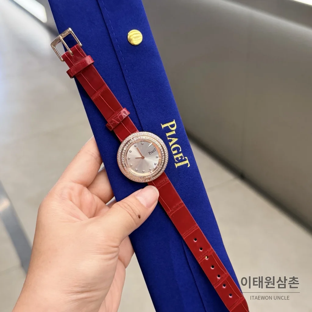피아제 포제션 회전베젤 악어가죽 쿼츠 여성시계
