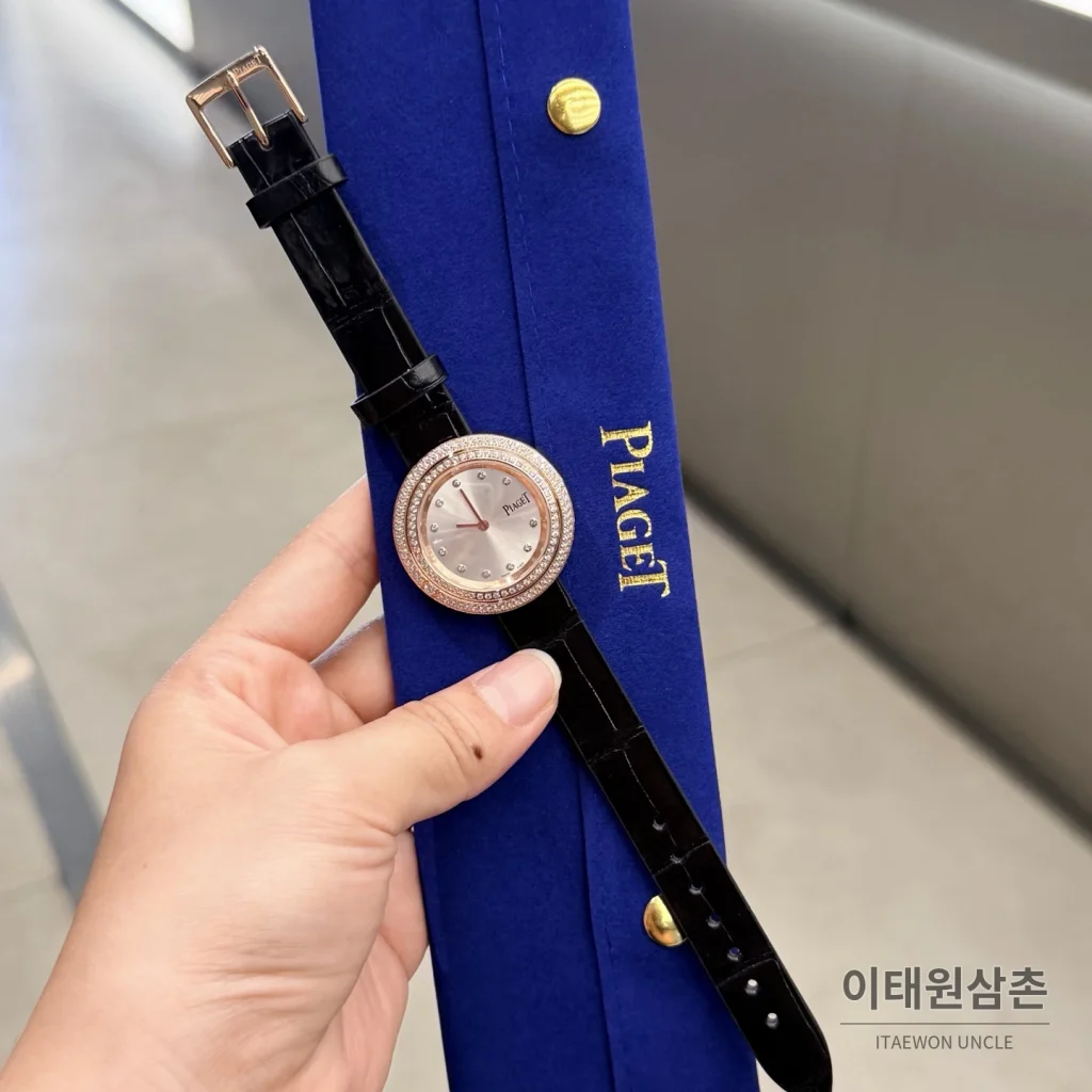 피아제 포제션 회전베젤 악어가죽 쿼츠 여성시계