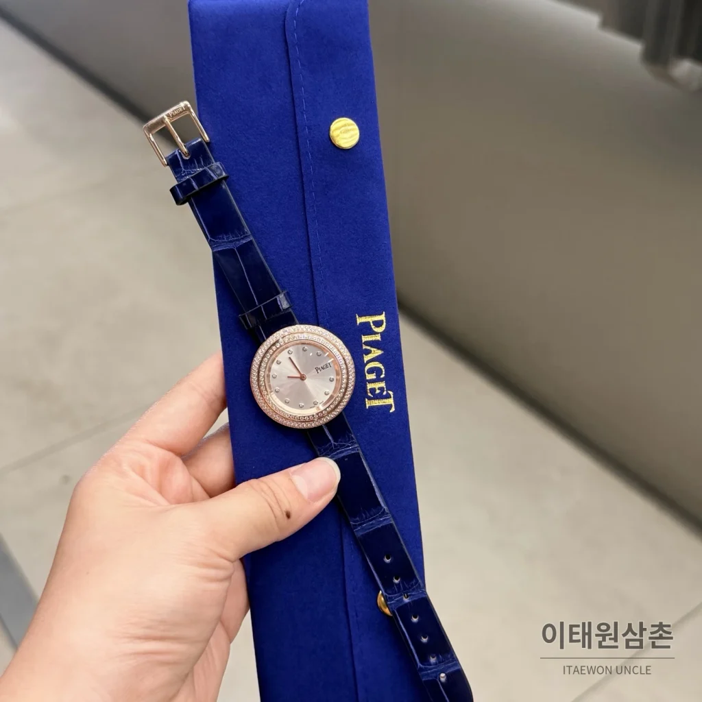 피아제 포제션 회전베젤 악어가죽 쿼츠 여성시계